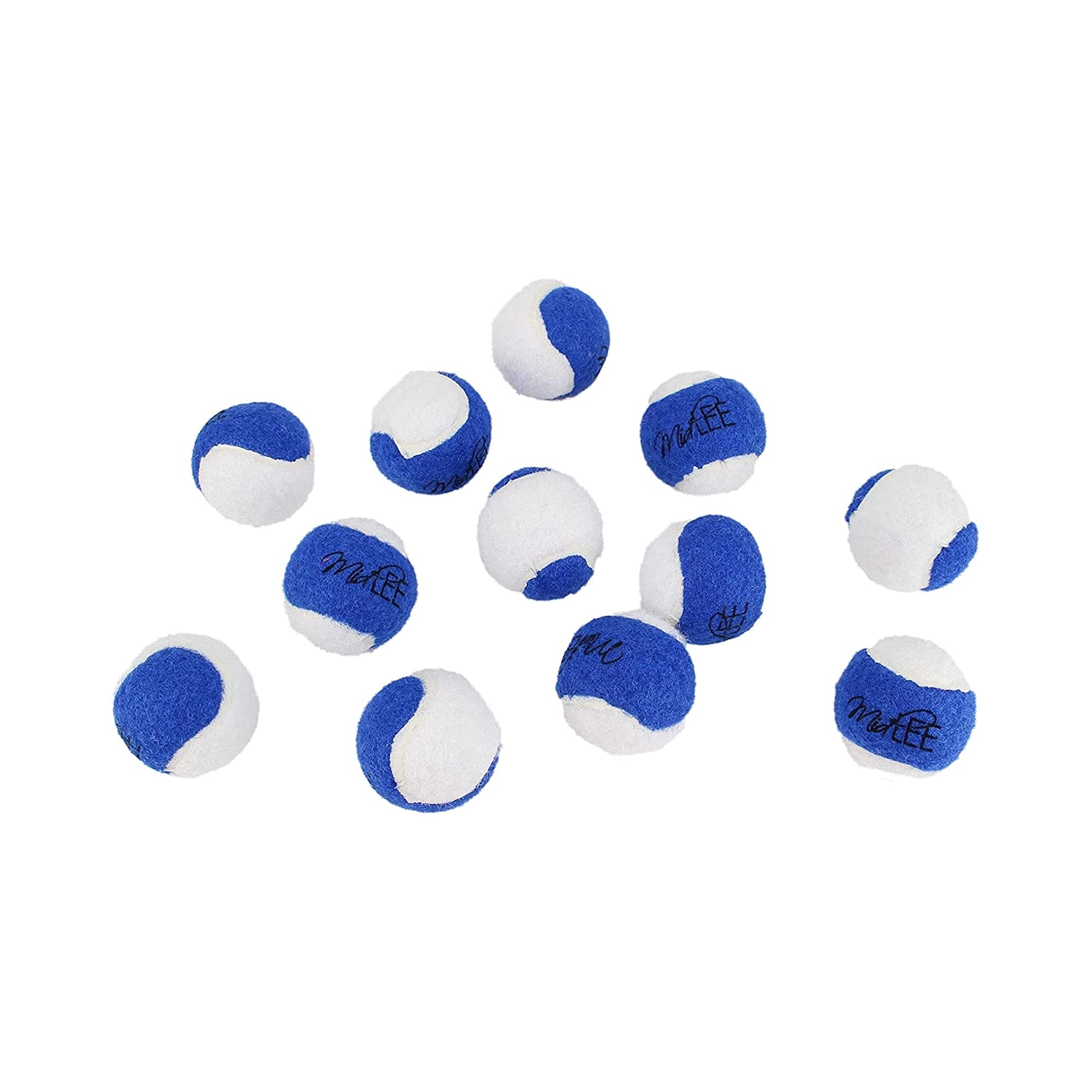 Midlee Mini Dog Tennis Balls- Blue White- Set of 12