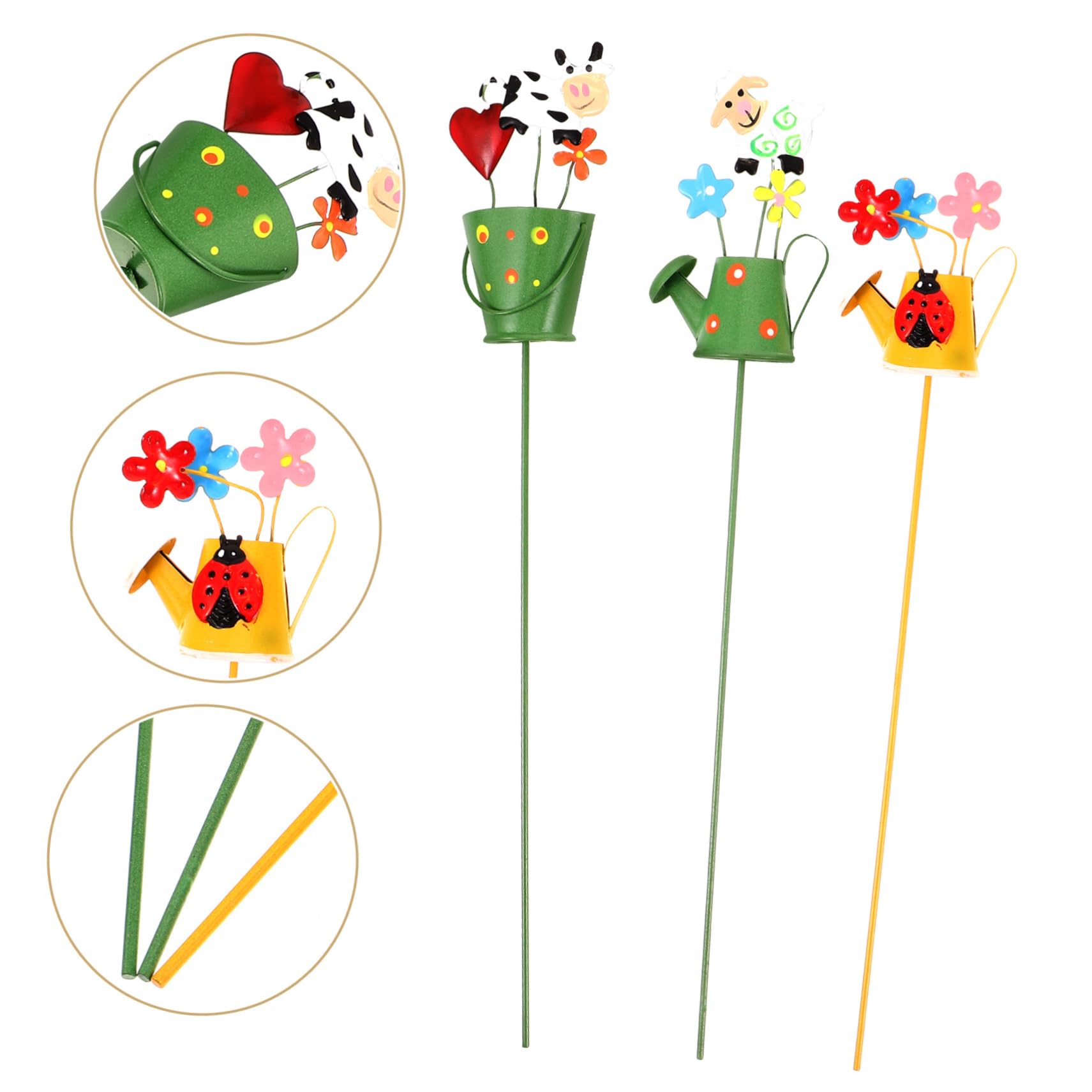 Toyvian 5 Sätze Gartenstecker Wetterfeste Gartenornamente Eimer Und Gießkanne Form Für Gartendekoration Für Blumenbeete Für Gartenliebhaber 3 Stücke * 5