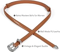Vista 44 de SUOSDEY Cinturones ajustados occidentales de moda para mujer, cinturón de cuero ajustable para vestidos con hebilla vintage