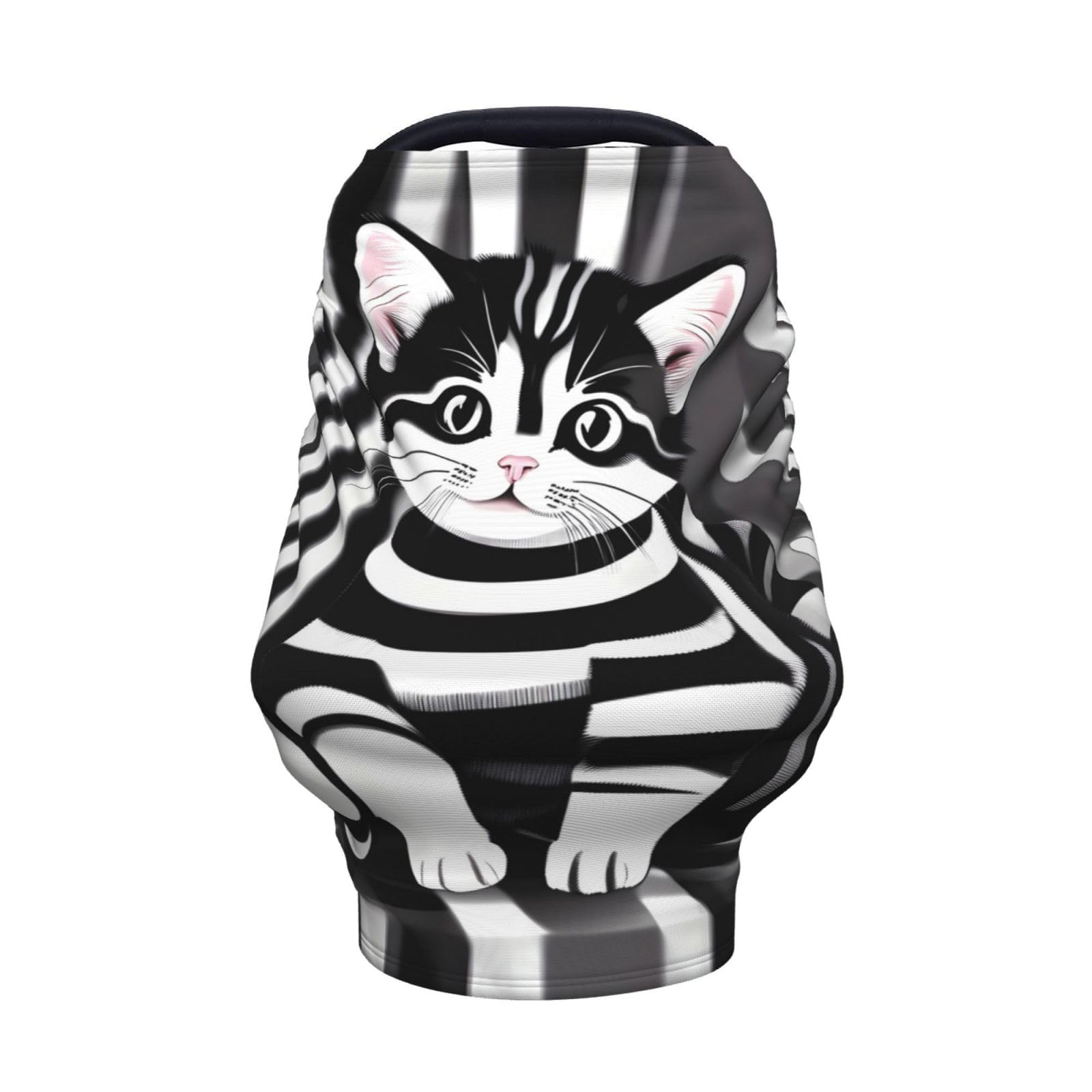 XZDHYZ Black and white striped kitten Versatile full-print Stroller Chair Cover/Nursing Cover, specially designed for your baby