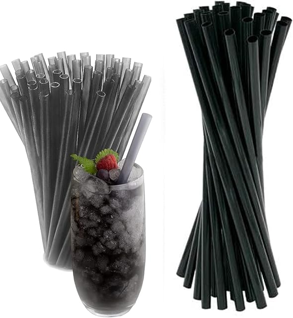 500 Pcs Straws Black Plastic Straws, 21cm Cocktail Straws(4mm Diameter), Plastic Drinking Straws, Reusable Straw Strips for Milk, Juice, Cocktail, Coffee