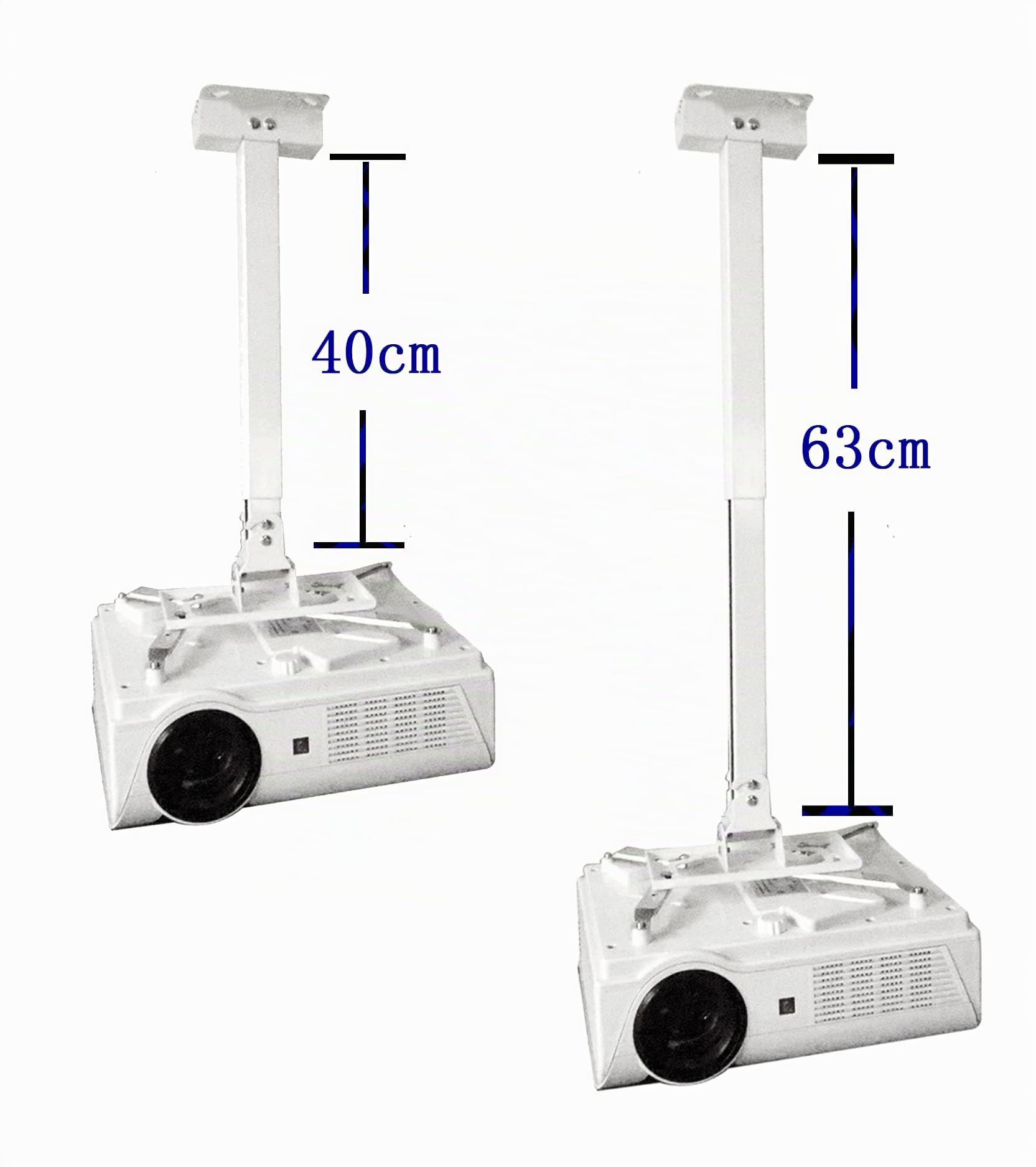 Support Videoprojecteur Plafond et Support Mural, Montage Facile, Universel Pied Videoprojecteur, pour Videoprojecteur 4K et Mini Projecteur, Max 20 kg, Blanc