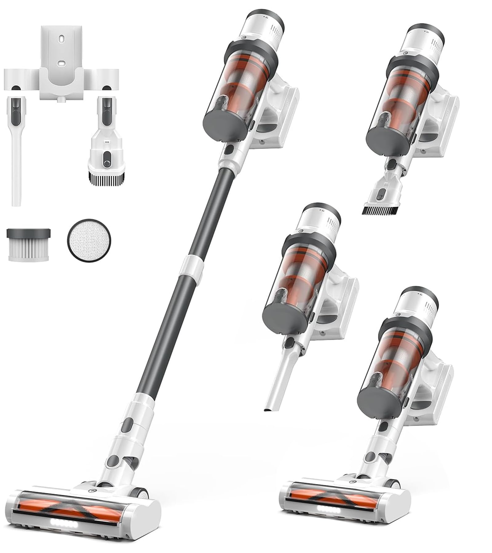 Cordless Vacuum Cleaner, 550W/45Kpa Vacuum Cleaners for Home, Max 60Mins Runtime, Anti-Tangled & 1.6L Dust Cup Stick Vacuum, Lightweight Vacuum for Carpet, Hard Floor(Upgraded)