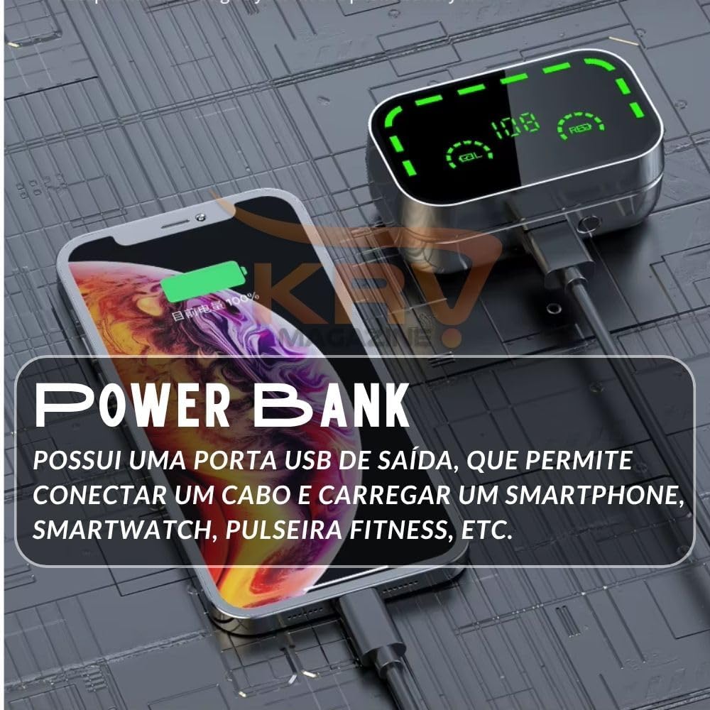 Fone de Ouvido Sem Fio Bluetooth 5.3 Qualidade de Som de Alta Definição - Stereo - Power Bank - IPX5 Resistente a Água - Qualidade PREMIUM