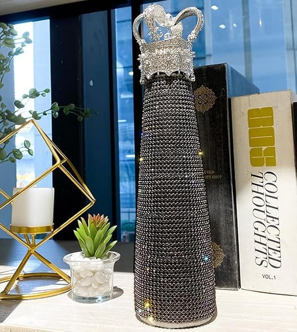 Ruinapleco Diamond Water Bottle Bling Rhinestone Stainless Steel Thermal Bottle 17oz Queen Crown Vintage Insulated Water Bottle Gifts for Women (500ML), Black by Ruinapleco - Used condition - Image 4
