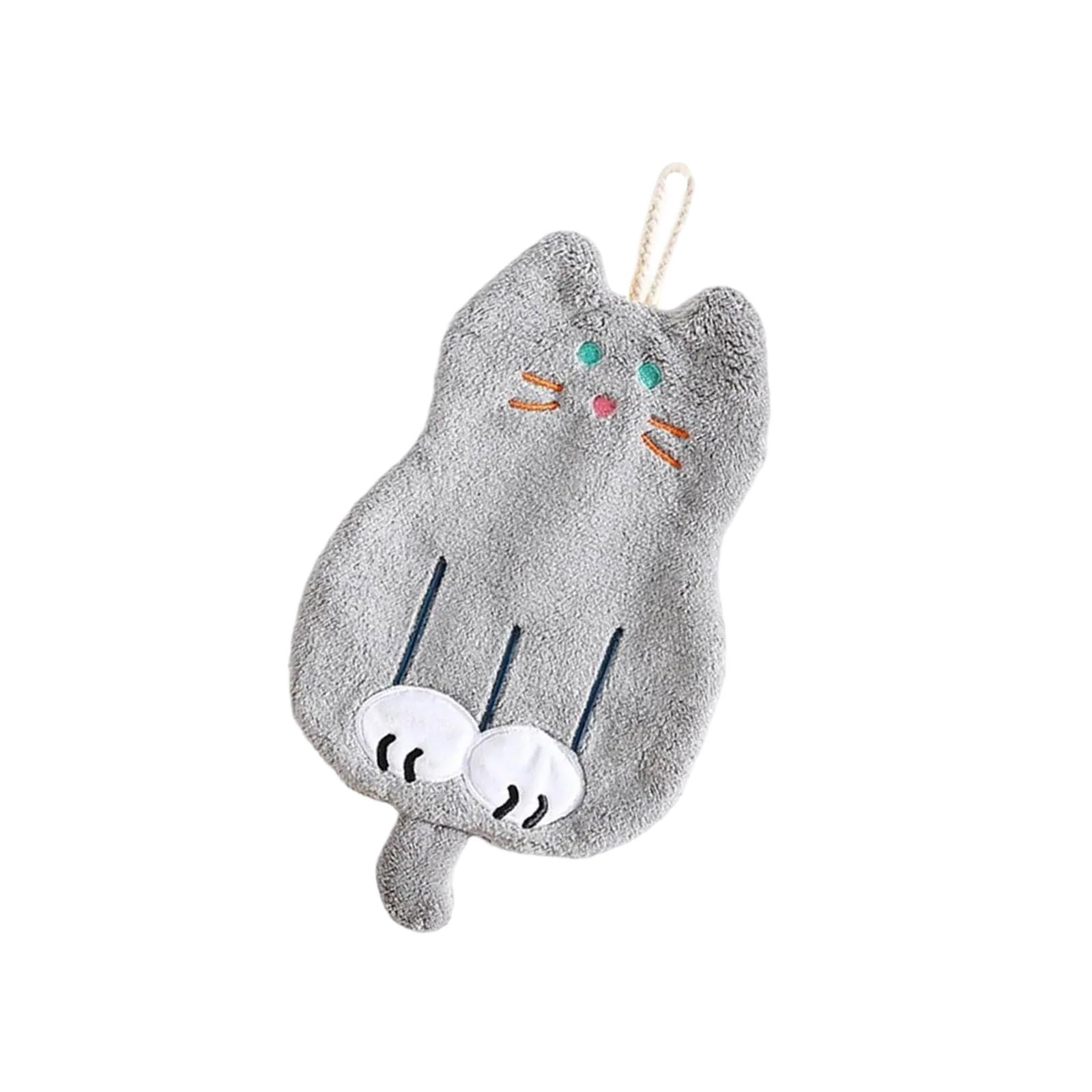 YROHGKPN Super Absorbent Corals Velvets Cats Shapeds Towel, Soft Comfortable Hand Wash Cloth for Cats Lover of Ages Quick Dry Bathroom Towels