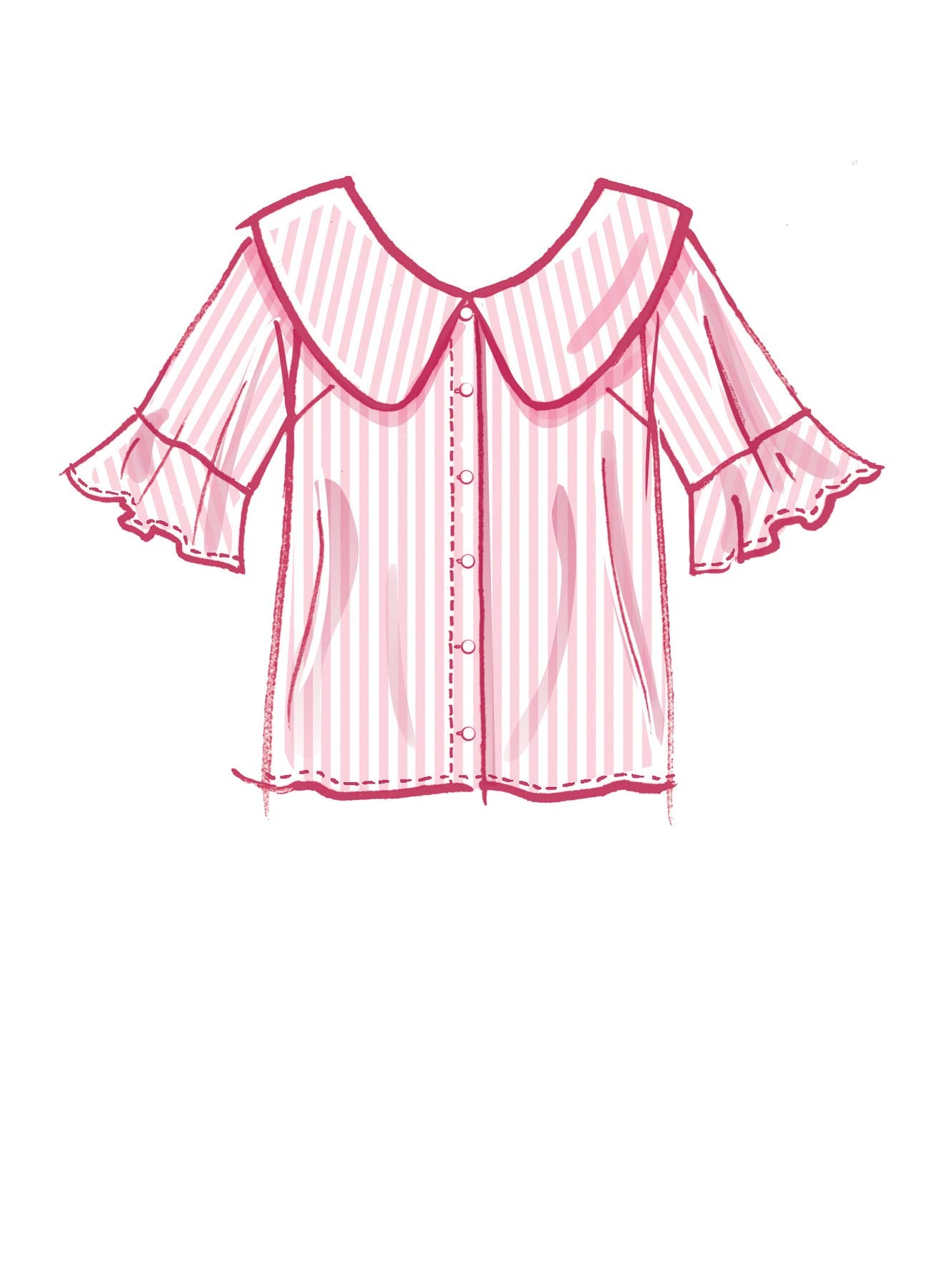 Patron Couture McCall's M8180F5 - Haut/gilet Femme Avec Col Peter Pan Et Volants | Tailles 16 à 24 | Niveau Intermédiaire