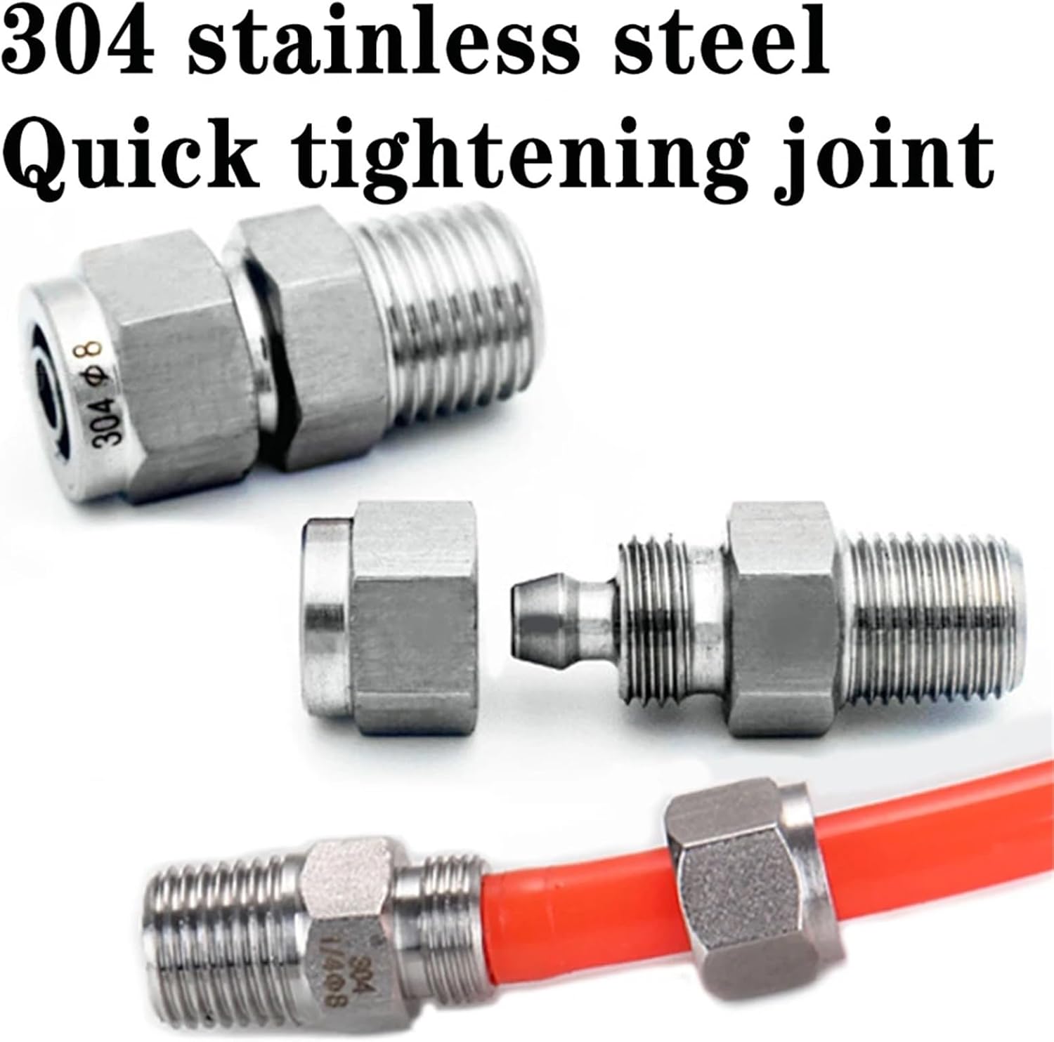 304SS stainless steel pneumatic joint pipe joint trachea hose quick tightening joint 1/8''1/4''3/8''1/2''external thread(PC8-01)