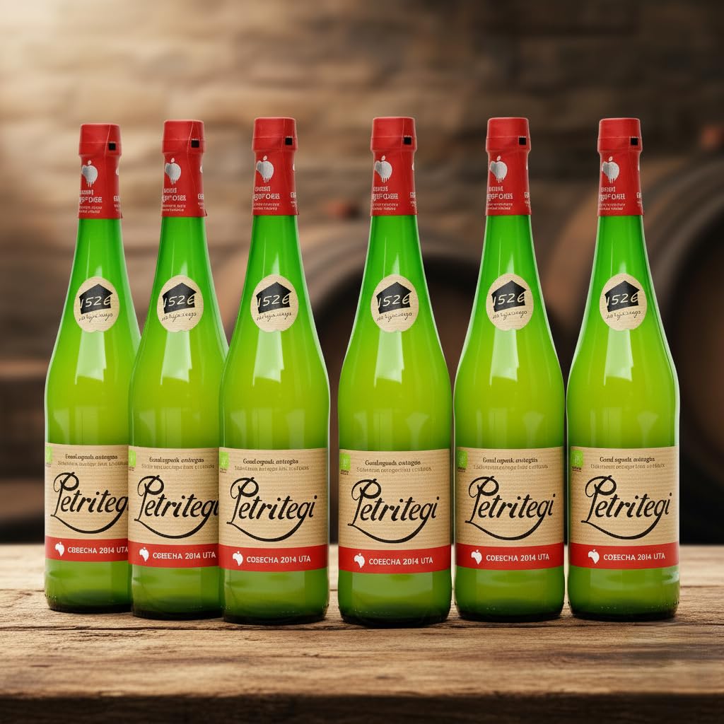 Petritegi Eko Euskal Sagardoa – Sidra Ecológica 100% Manzana Vasca | DO Euskal Sagardoa | Producción Sostenible y Ecológica | 6% Vol (Pack 6)