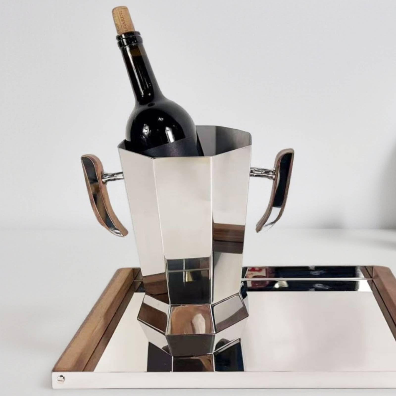 Baoblaze Cubitera de Champán Cubo de Hielo de Bebidas Recipiente de Vino con Acero Inoxidable Pulido Diseño Moderno Que la Decoración y Mantiene la Botella