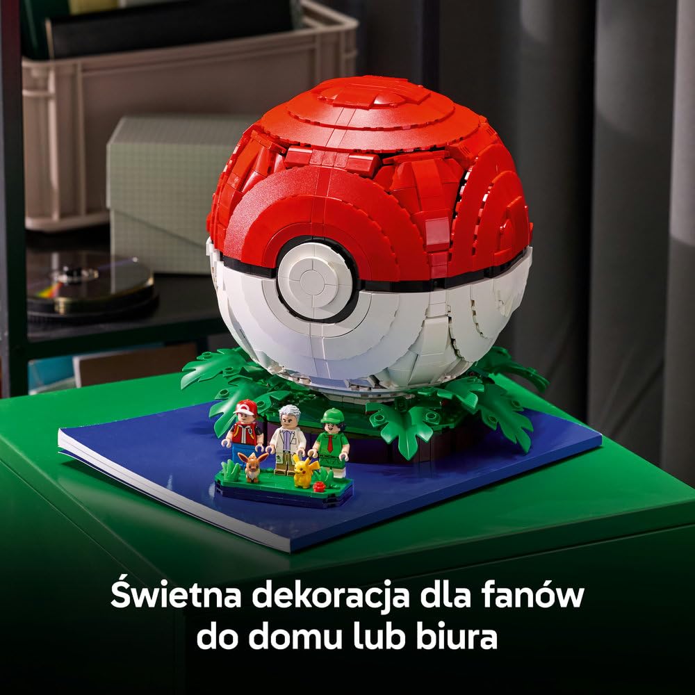 LEGO Pokémon Kultowy Pokéball z Trenerami 72154 | Kolekcjonerski model Pokéballa, duży zestaw klocków dla dorosłych, prezent dla fana gry, gamingowa dekoracja, 2386 elementów
