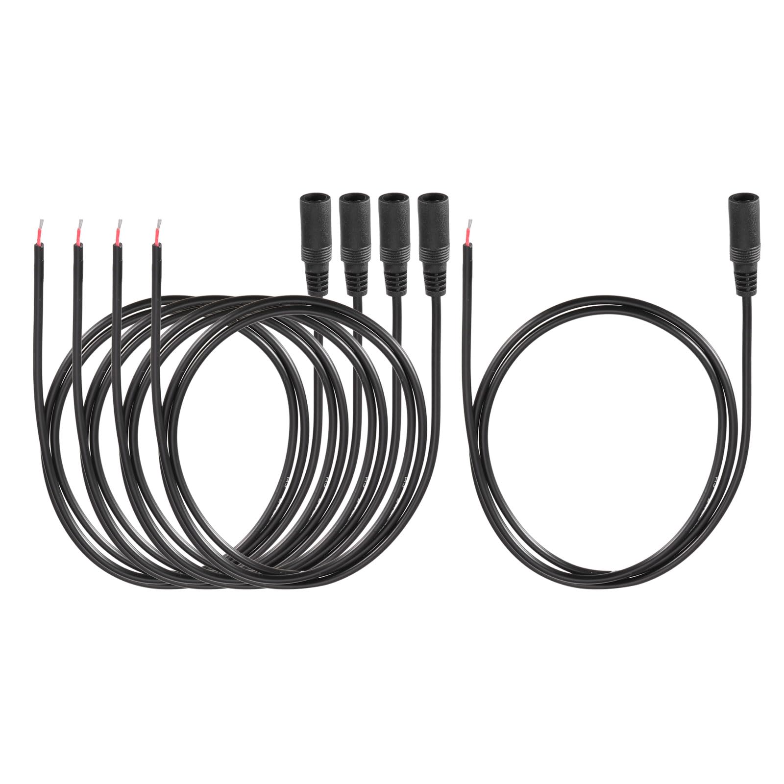 Cable de alimentación CC conector hembra a extremo abierto para tiras LED y DVR, 5,5x2,1mm 7