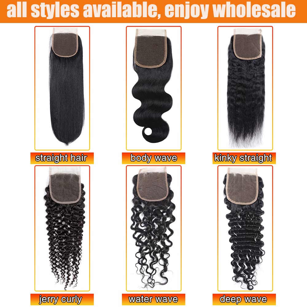 Brazilian Virgin Straight Human Hair and closure natural color (10Inch, body wave/4x4)