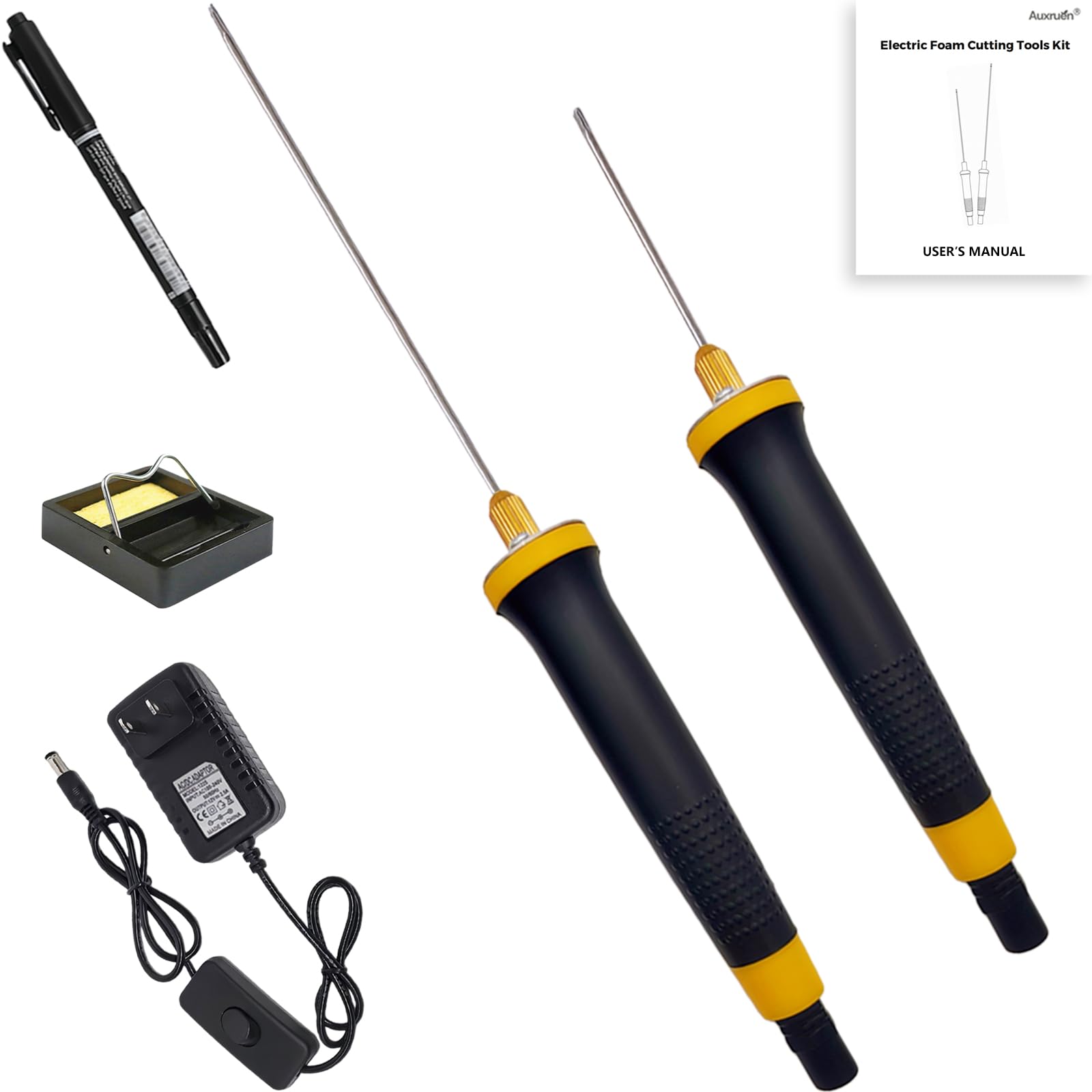 Hot Wire Foam Cutter Kit, 30W Electric Polystyrene Cutter with 2Pcs Hot Cutting Pen (5CM & 10CM), Higher Temperature, for Foam Carving Styrofoam Cutting, Detail Handling, DIY Crafts