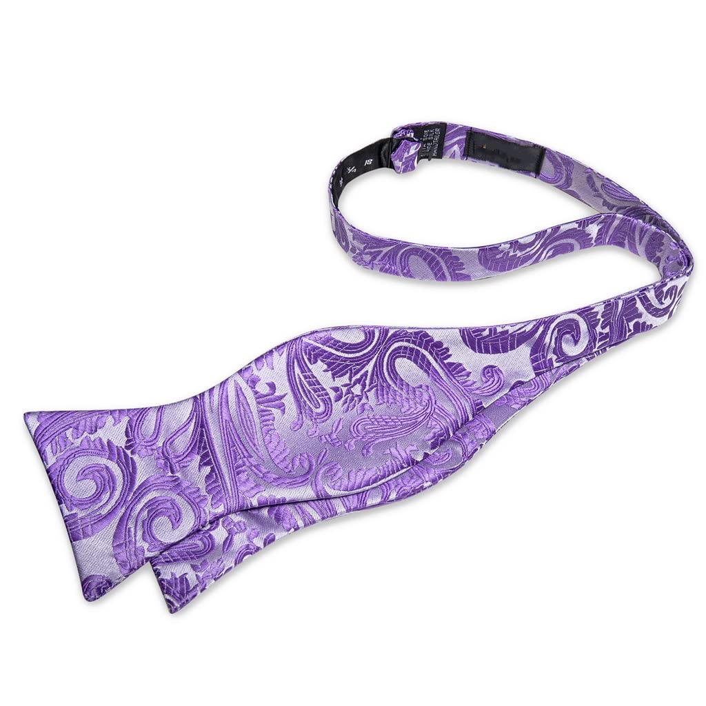 Papillon da Uomo con Motivo Floreale Viola Accessori da Sposa per Uomo Fiocco da Uomo con Papillon e Fazzoletto