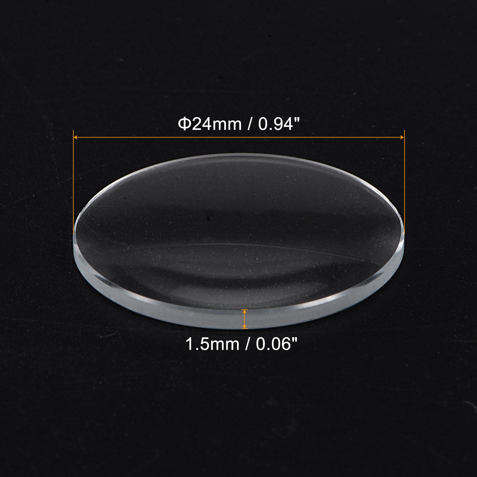 QUARKZMAN 3Pcs Verre de Montre 24mm Dia 1.5mm Épaisseur Simple Dôme Rond Lentille en Cristal Clair de Remplacement pour Horloger Réparation