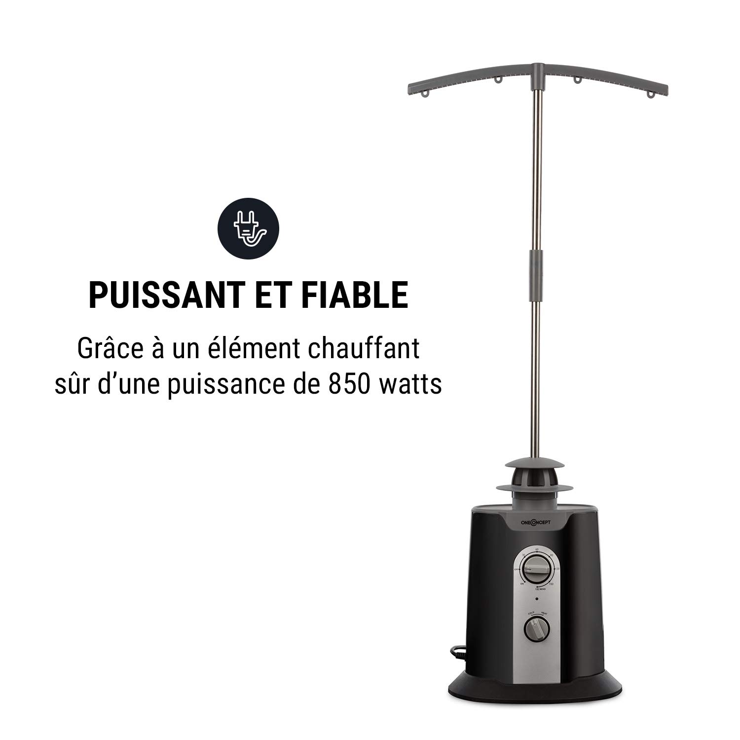 Oneconcept ShirtButler Black Edition - Séchoir Automatique, Repasseur de Chemises, Mannequin de Repassage avec radiateur, Jusqu'à 65°C, Adapté aux Tailles de S à L, Noir