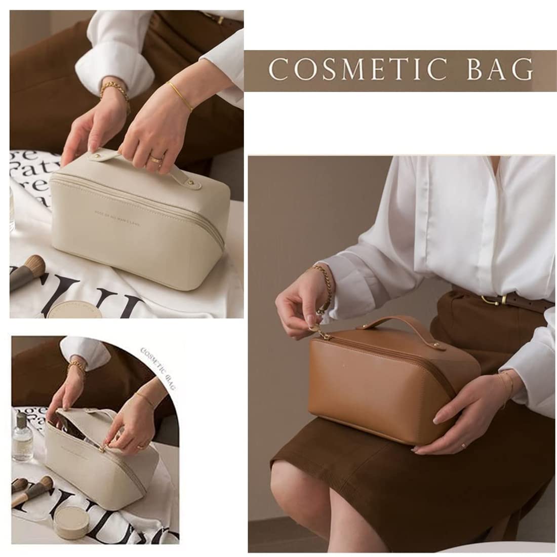 Borsa Portatrucchi Con Motivo A Fungo | 22x18x13,5 Cm | In Poliestere | Grande Capacità | Per Viaggio E Uso Quotidiano | Tabanzhe - 3