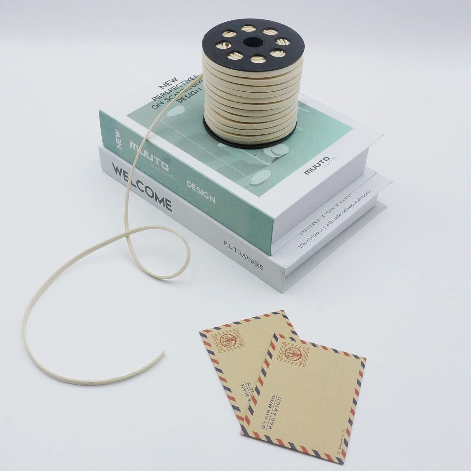 5mm x50 Yards Ivory Suede Cord Suede Lace Faux Leather Cord with Roll Spool for Bracelet Necklace Beading DIY Handmade Crafts Leather Cord for Jewelry Making (Ivory)