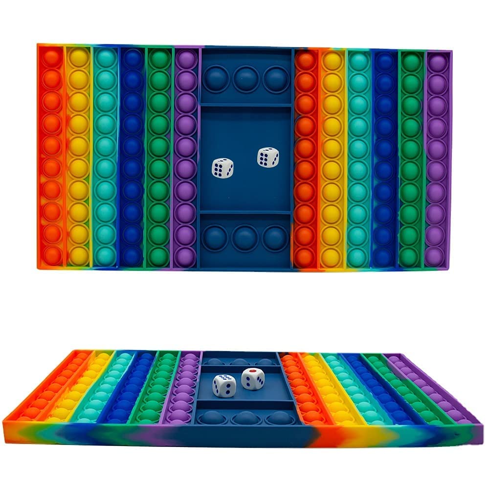 Buy WOX MOXPop it Game with 2 dice, 126 Pops Big pop it Rainbow Color