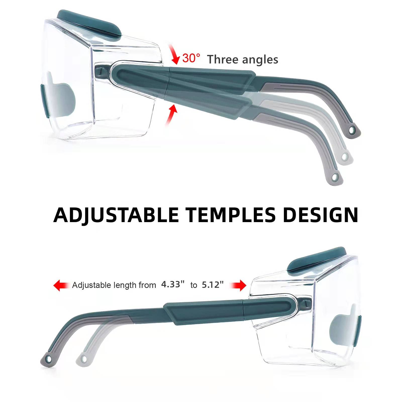 UKNOW Gafas de seguridad sobre gafas, gafas de seguridad antivaho con lente envolvente transparente, gafas protectoras ANSI Z87.1