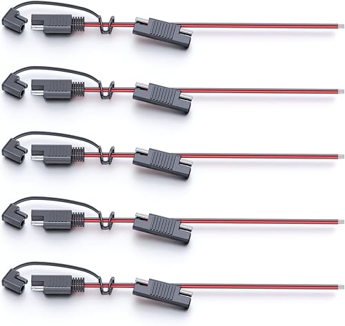Miniatura 1 de MADCATZ Cable de extensión de conector SAE de 2 pines de 1 pie a 16 AWG, conector rápido SAE para automoción, panel solar, batería, enchufe SAE (5