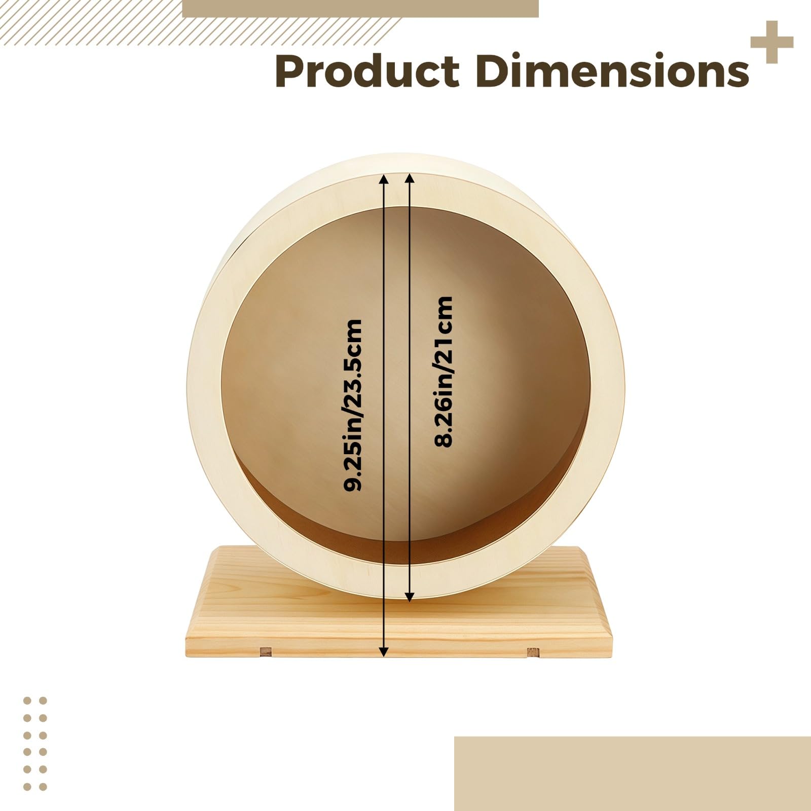 Laufendes Hamsterrad aus Holz für Zwerghamster, 21 cm leises Hamsterlaufrad mit Ständer, ergonomisches Design mit Korkpad für Bewegung und Nagen