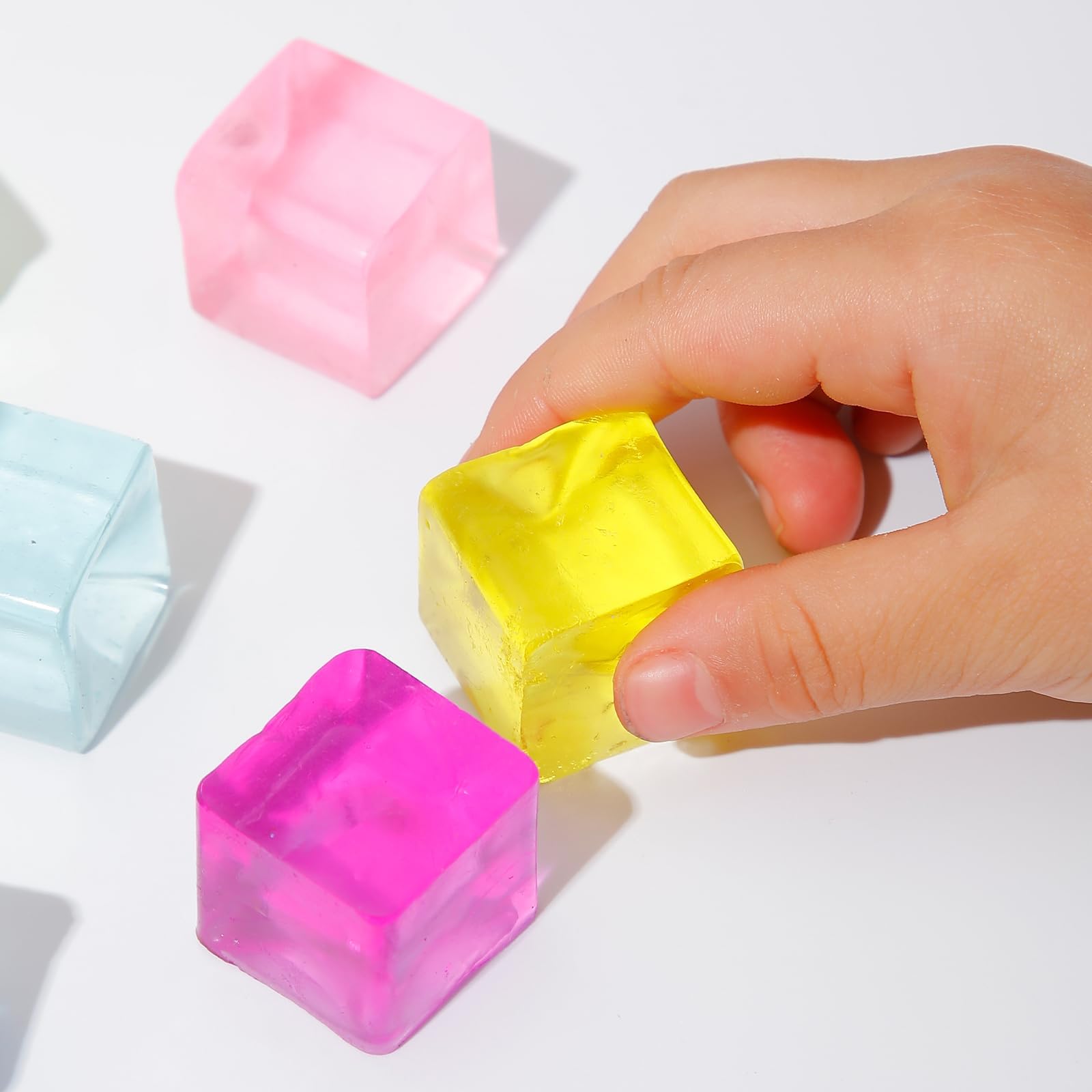 Ice Cube Sensory Toys 24 Pcs Squishy Fidget Stress Cube for Adults Kids Anxiety Stress Relief Hand Therapy Sensory Squishy Ball Classroom Prize Box Toys