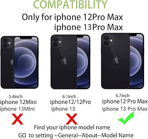 Miniatura 8 de Cavor Funda para iPhone 13 Pro Max con tarjetero, iPhone 13 Pro Max tipo cartera para mujeres y hombres, funda para iPhone 13 Pro Max con soporte y