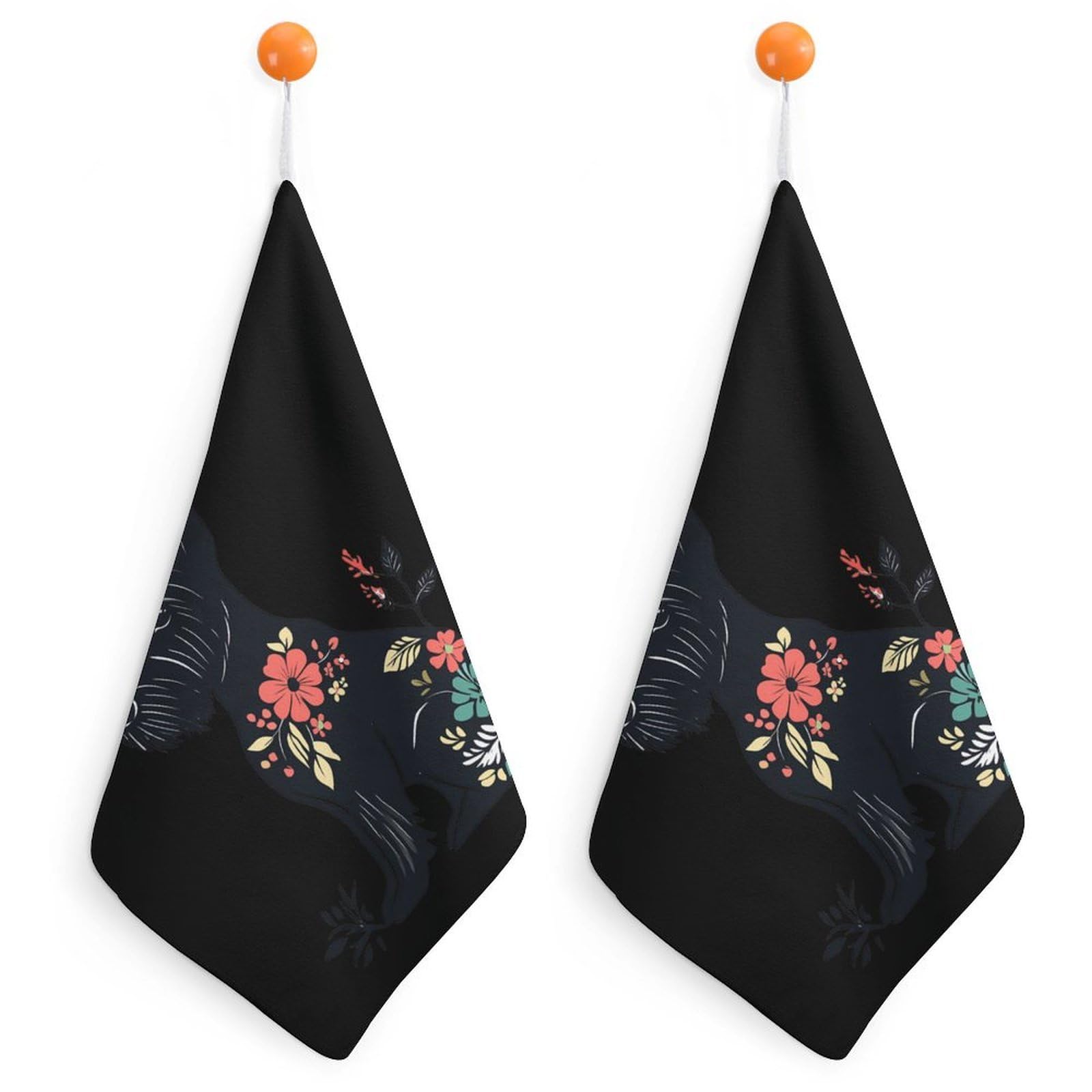TXFBTRFSA Scottish Terrier Floral Hand Towels with Hanging Loop Kitchen Towel Handkerchiefs Cleaning Cloths