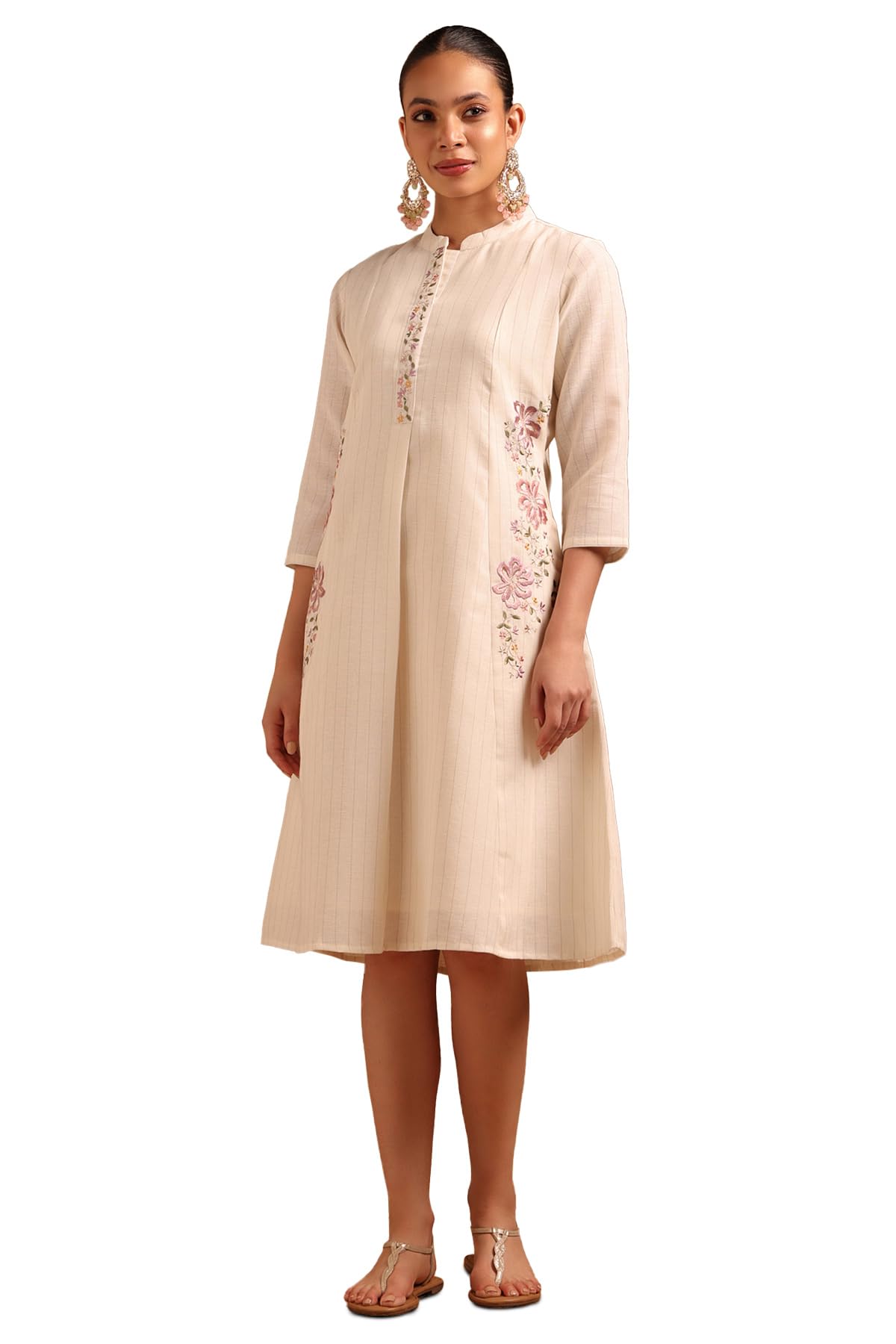 soch Womens Cotton Blend Floral Dress with Thread Work-picture-34