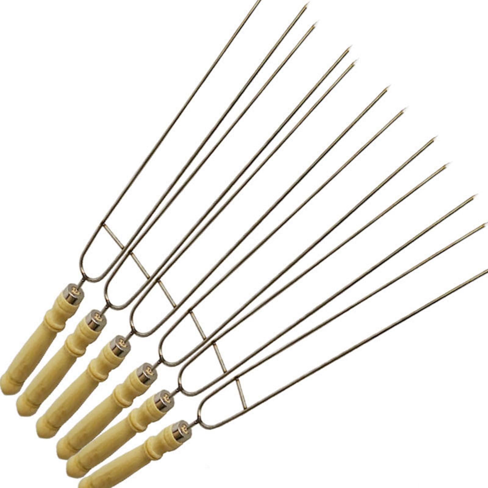 Spiedini for grigliate Piatte a Doppia Croce, spiedini di Kabob, con Comoda Impugnatura in Legno, Acciaio Inossidabile, for Cocktail, Barbecue, Barbecue, Frutta (Size : 20)