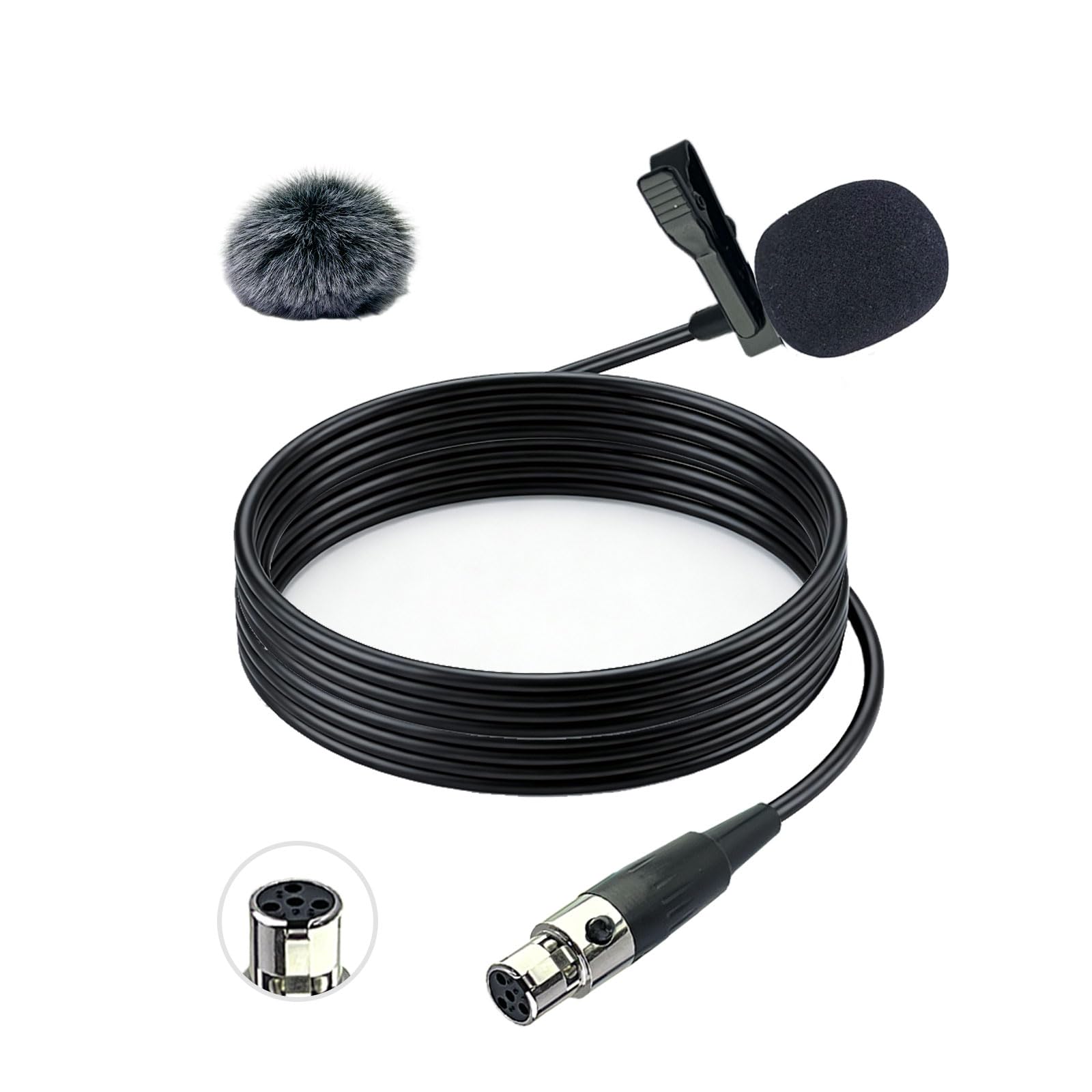 SEYUGOPTI Ta4f Stecker Lavalier Mikrofon für Shure Wireless Transmitter -1.5M Unidirektional Kondensator Mic, Revers Design für Moderatoren Rundfunkveranstalter Dozenten - Mini XLR TA4F Stecker