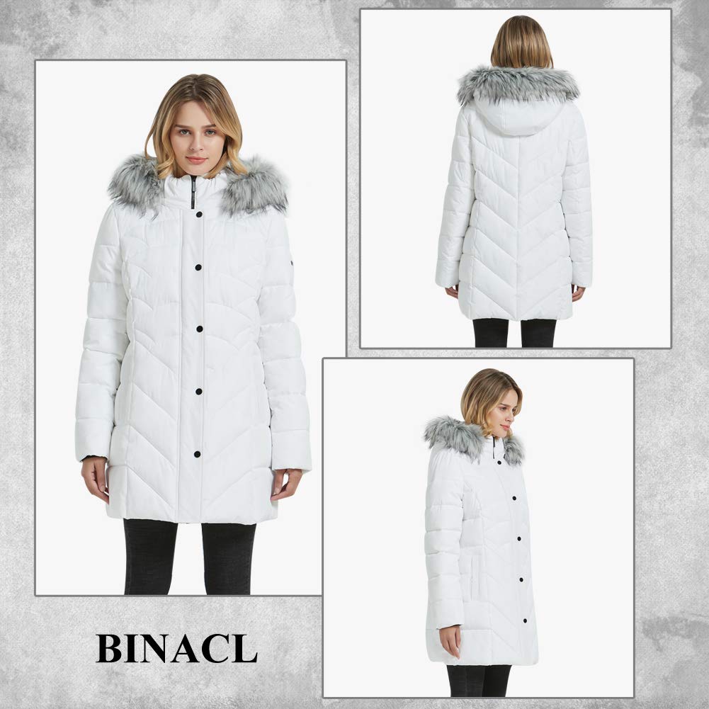 BINACL Women's Winter Warm Thicken Long Outwear Pockets Coat Parka Jacket XS-3XL
