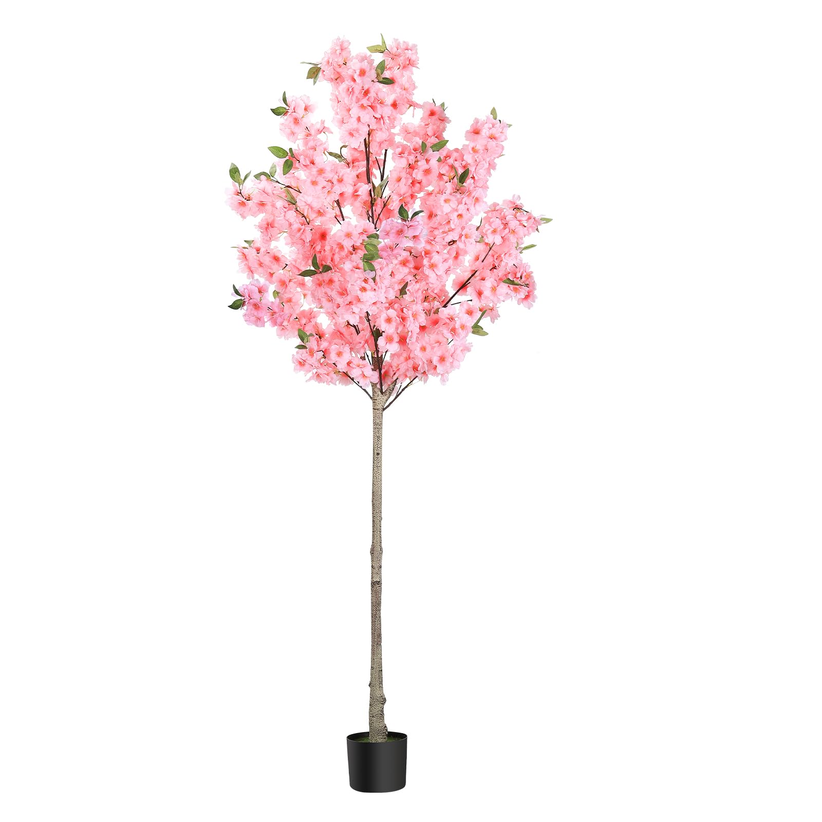 Cerisier Japonais Artificiel Exterieur/Interieur 180cm - Arbre Artificiel Fleuri Haut de Gamme avec Pot en Ciment, Fleurs Artificielles Déco Realistes pour Jardin, Balcon, Salon, Bureau Rose