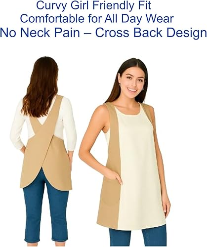 Miniatura 2 de Delantal con espalda cruzada para mujer. Impermeable. Delantales japoneses para mujer con bolsillos. Uniforme de limpieza. Delantal de limpieza