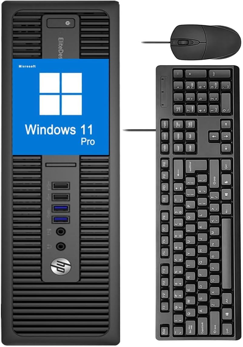 EliteDesk 800 G2 SFF PC Desktop Computer, Intel Core i5-6600, 8GB RAM, 256GB SSD, Bluetooth, USB WIFI, QWERTY Keyboard, Windows 11 Pro (Refurbished)