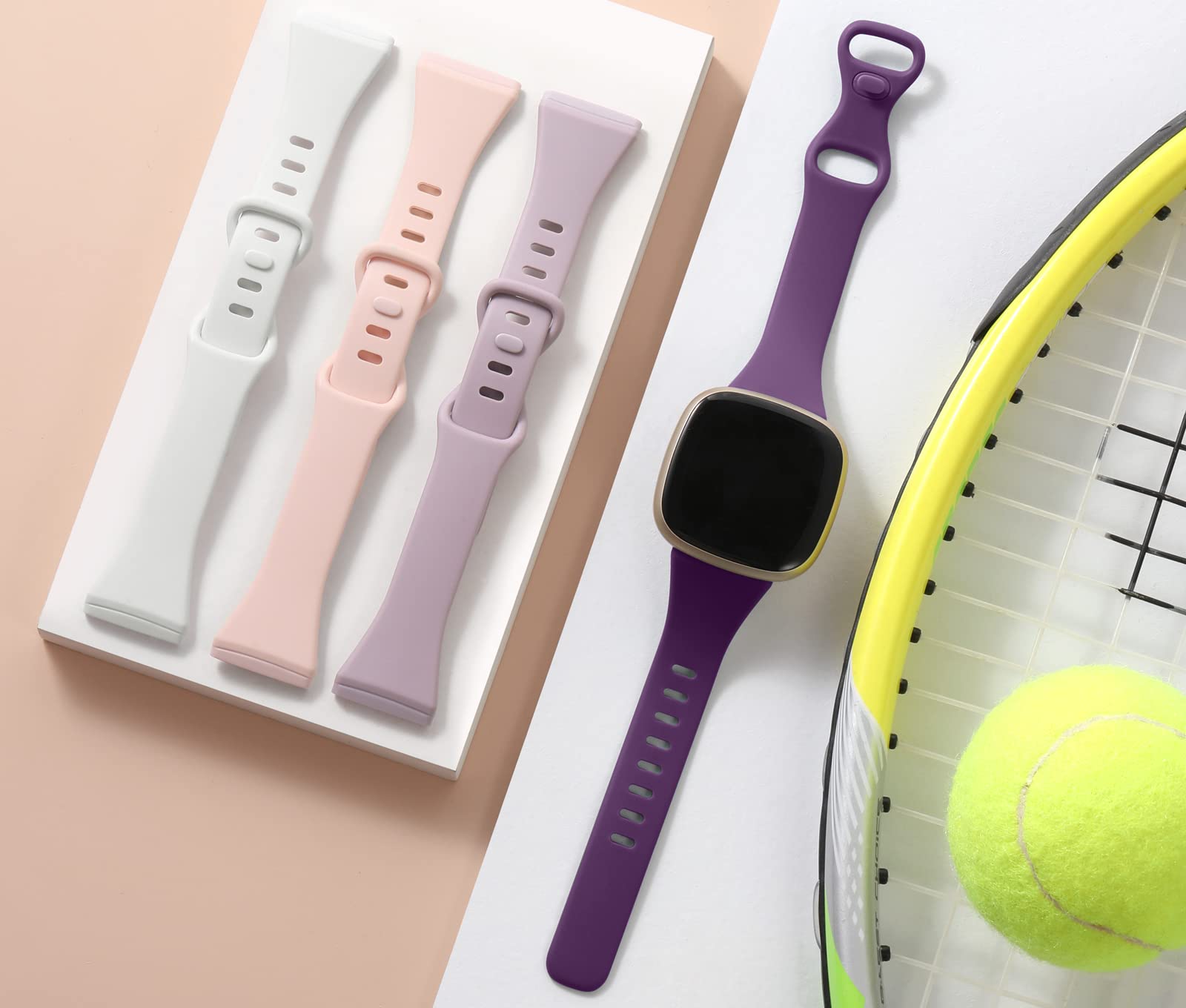Oielai Cinturino Compatibile con Fitbit Versa 4/3, Sense/Sense 2 - Sportivo in Silicone Sottile per Donna e Uomo, Piccolo