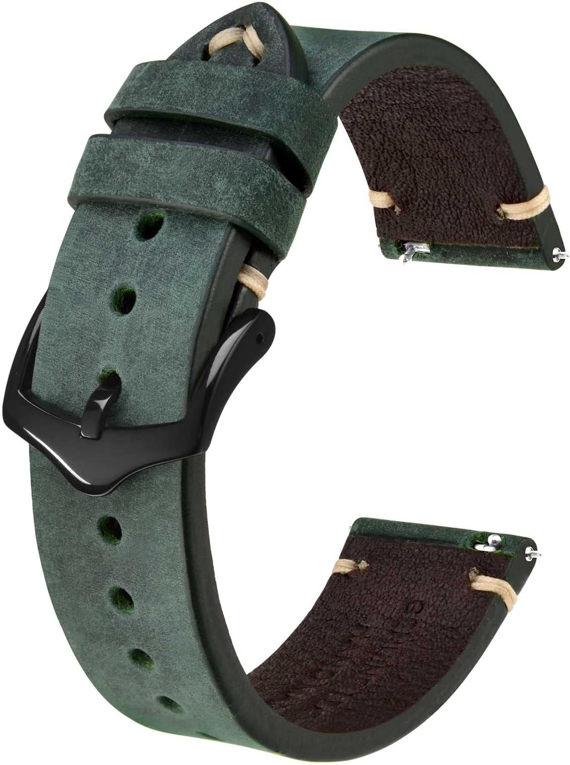 Men's Watch Bands, Hand-Stitched Leather Watch Straps, Quick Release, 18mm 19mm 20mm 21mm 22mm