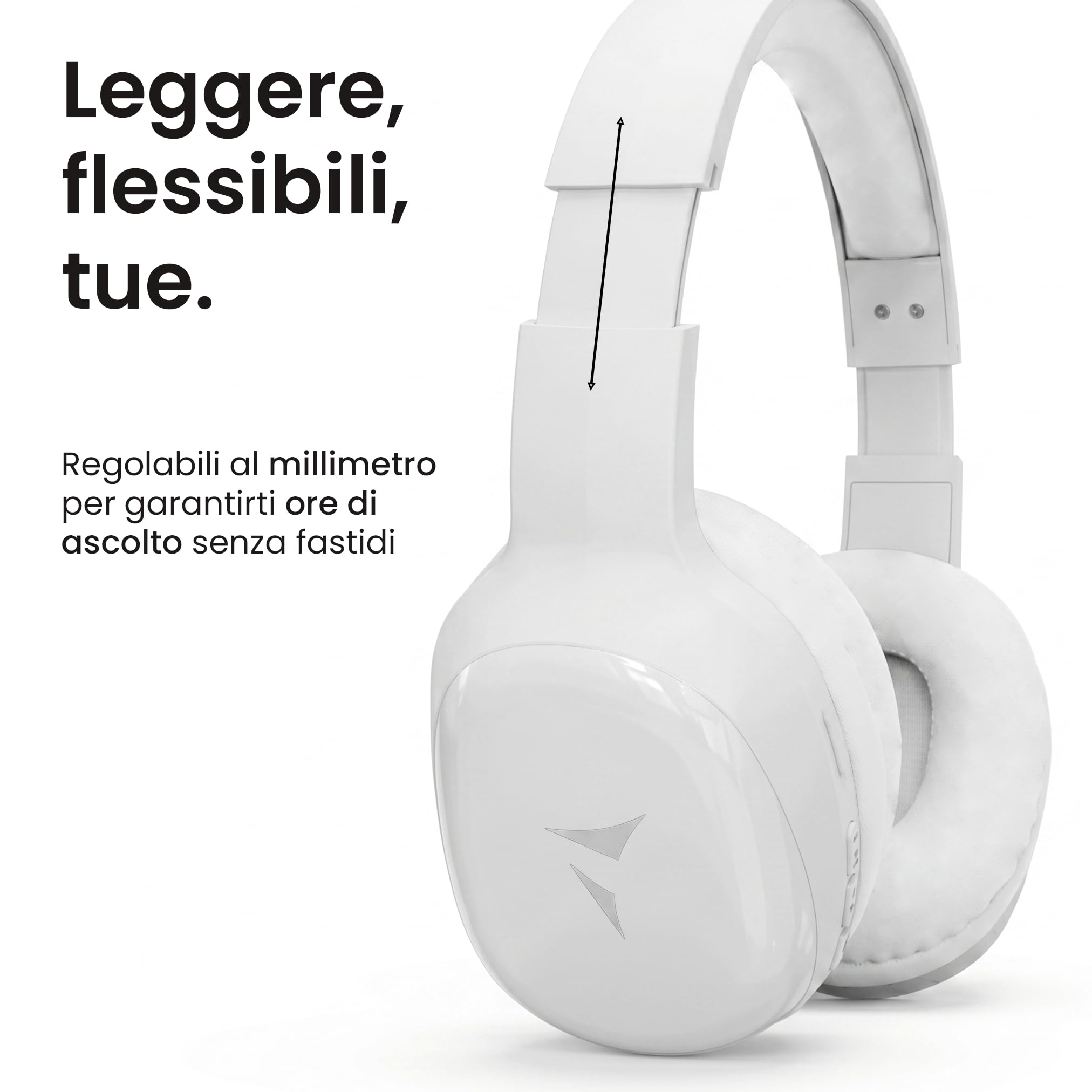Cuffie Bluetooth 5.3 On-Ear - Fino a 15m - HiFi Stereo, Microfono Integrato, Slot MicroSD per Ascolto Senza Telefono - Regolabili, Pad Imbottiti - Ideali per Gaming/Viaggio/Smartphone (Bianco)