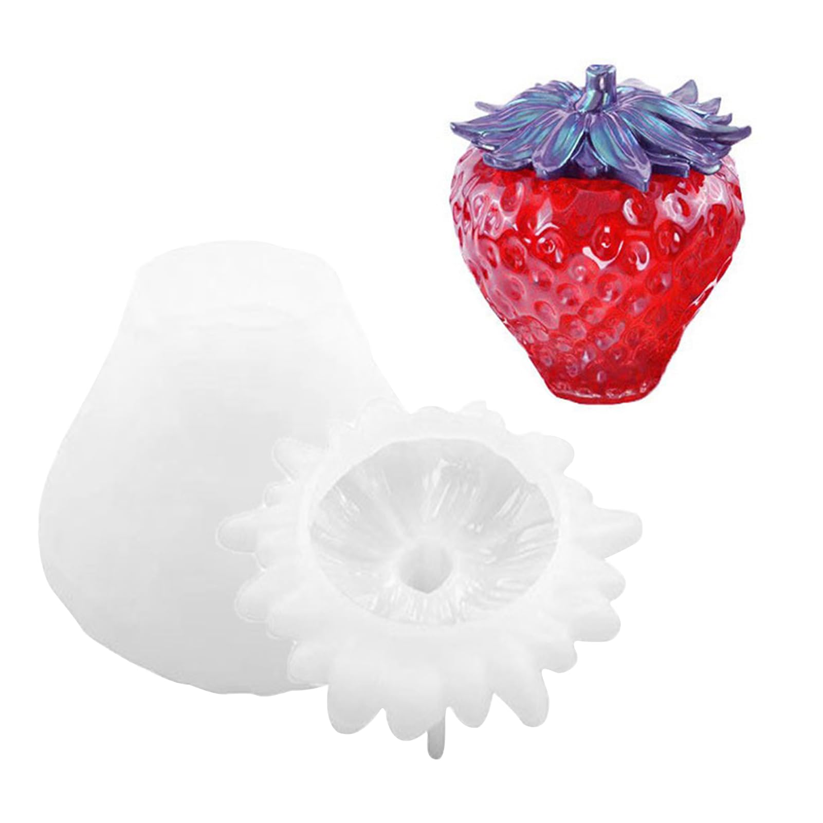 3D Strawberry Silicone Mold with Lid - Resin Craft Storage Jar for DIY Projects | Soap/Candle/Trinket Making - Craft Enthusiasts’ Practical & Cute Ornament Mold