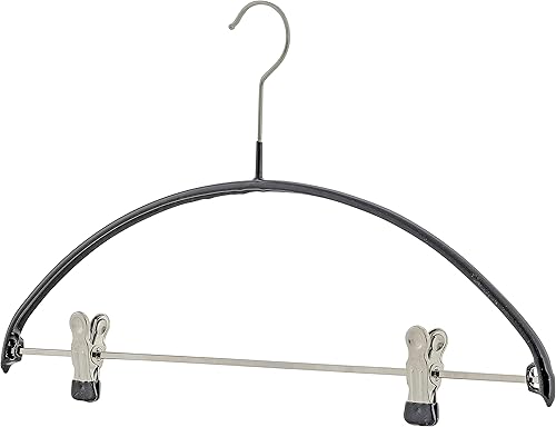 Miniatura 8 de Mawa by Reston Lloyd - Percha europea de metal antideslizante, soporte de hombro suave y clips ajustables para pantalones, juego de 5, color negro