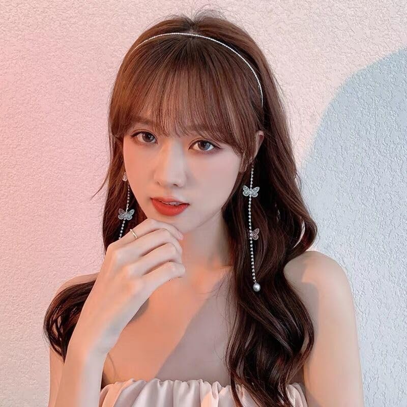 Miniatura 2 de Diadema de mariposa de boda, cadena de diadema de borla plateada, banda de aro para el pelo, vendimia, accesorios para el cabello para mujeres y