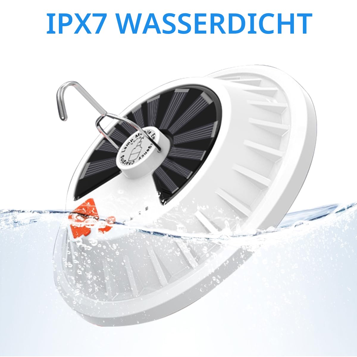 Camping Lampe solar, 2000 LM Campinglampe Aufladbar, Zeltlampe mit Solar & USB-C Ladung, Wasserdicht Camping Licht fur Stromausfällen, Wandern, Notfälle