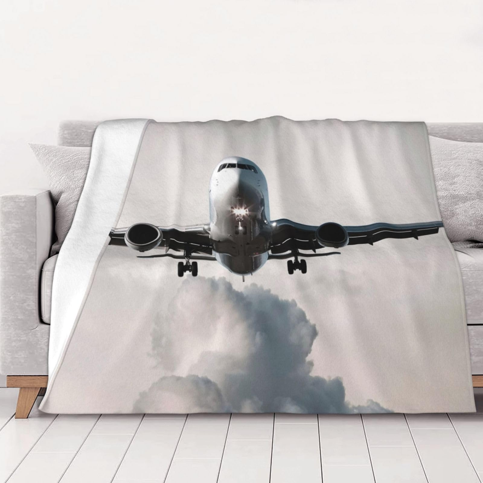 AUBKFELD Airplane Art Printed Flannel Blanket 200x150 CM, Soft & Warm Throw Blanket for Sofa/Couch/Bed/Car, Gifts for Audlts Women Men