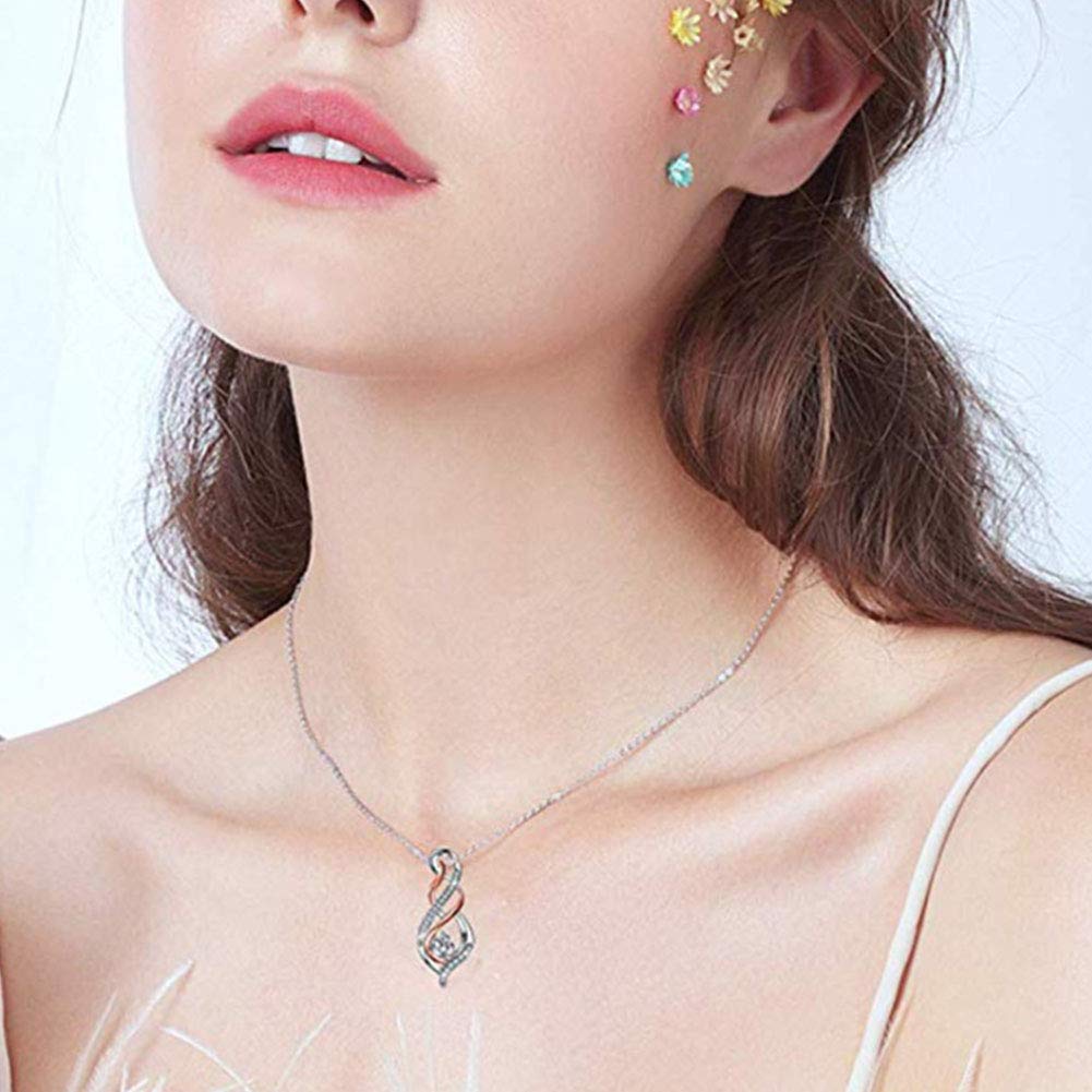 XINGYU Naszyjnik ze srebra wysokiej próby 925 wisiorek nieskończoność różowe złoto płyta diament kryształowy wisiorek dla kobiet moda para biżuteria bez alergii prezent urodzinowy, srebrny, Diament