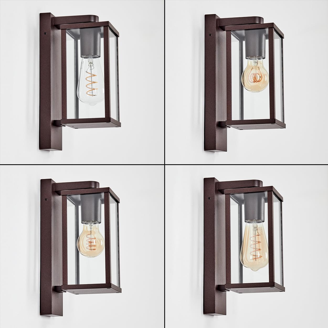 HOFSTEIN Außenwandleuchte Tourega, Außenwandlampe aus Metall/Glas in Rostfarben/Klar, moderne Wandleuchte abwärts außen im Vintage-Design mit Lichteffekt, E27, IP44, Garten, Hof, Außenbereich, Haustür