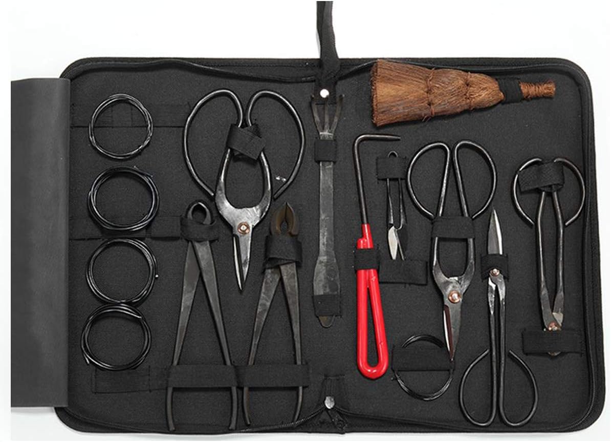 4 EVER WINNER Bonsai Pruning Tool Kit 15 PCS, Carbon Steel