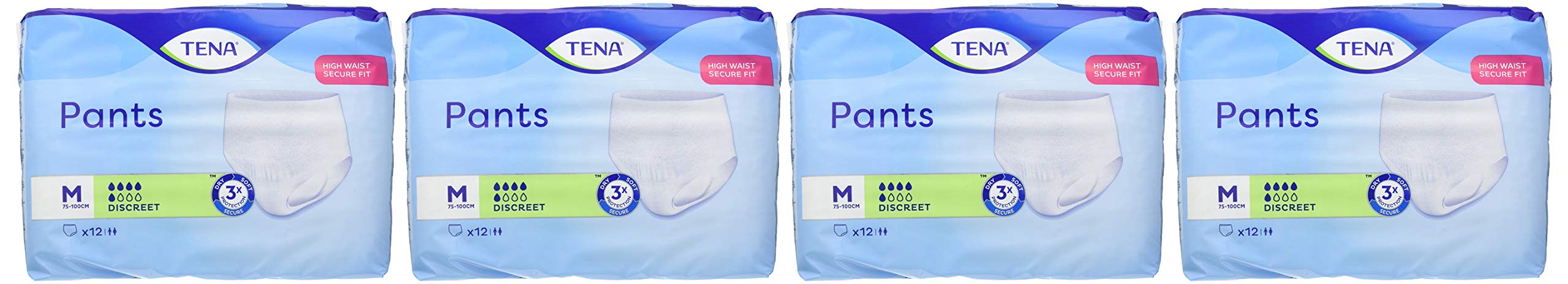 Zestaw 4 spodenek Tena Discreet Medium X 12 75/100 dla dorosłych, absorbuje higienę Intima Femine
