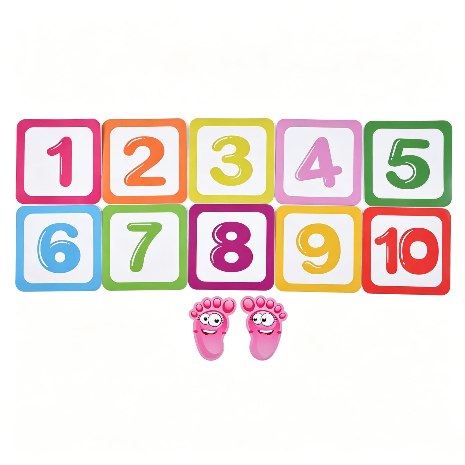 12PCS Hopscotch Floor Stickers, 10pcs Number Footprint Floor Sticker Anti Slip Removable Funny Puzzle Games Wall Decals for Home, Classroom, Playroom
